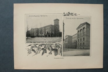Blatt Architektur Berlin 1898 Bymnasium Joachimsthal und Friedrich Werder Ortsansicht